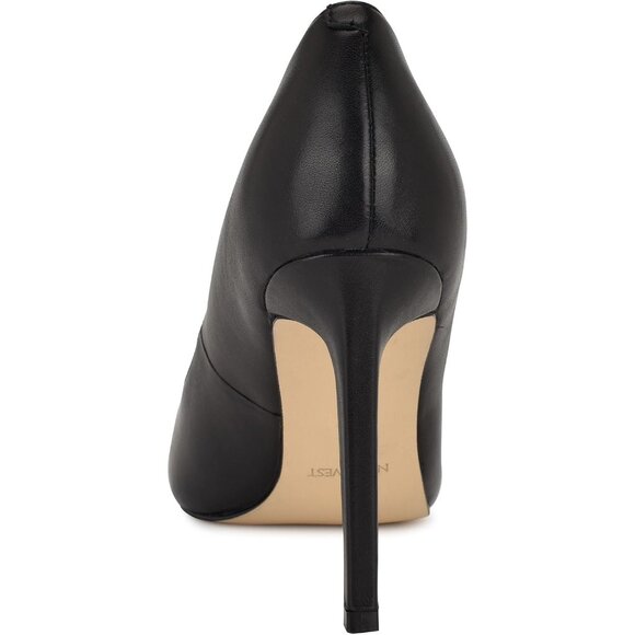 Nine West Women's Black Leather Closed Pointed Toe Stiletto High Heel Pump - Picture 3 of 6
